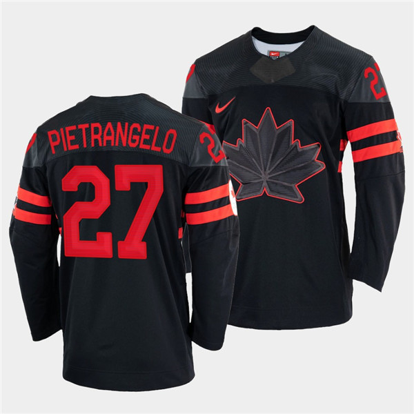 Men's Canada Hockey #27 Alex Pietrangelo 2022 Beijing Winter Olympic Black Stitched Jersey